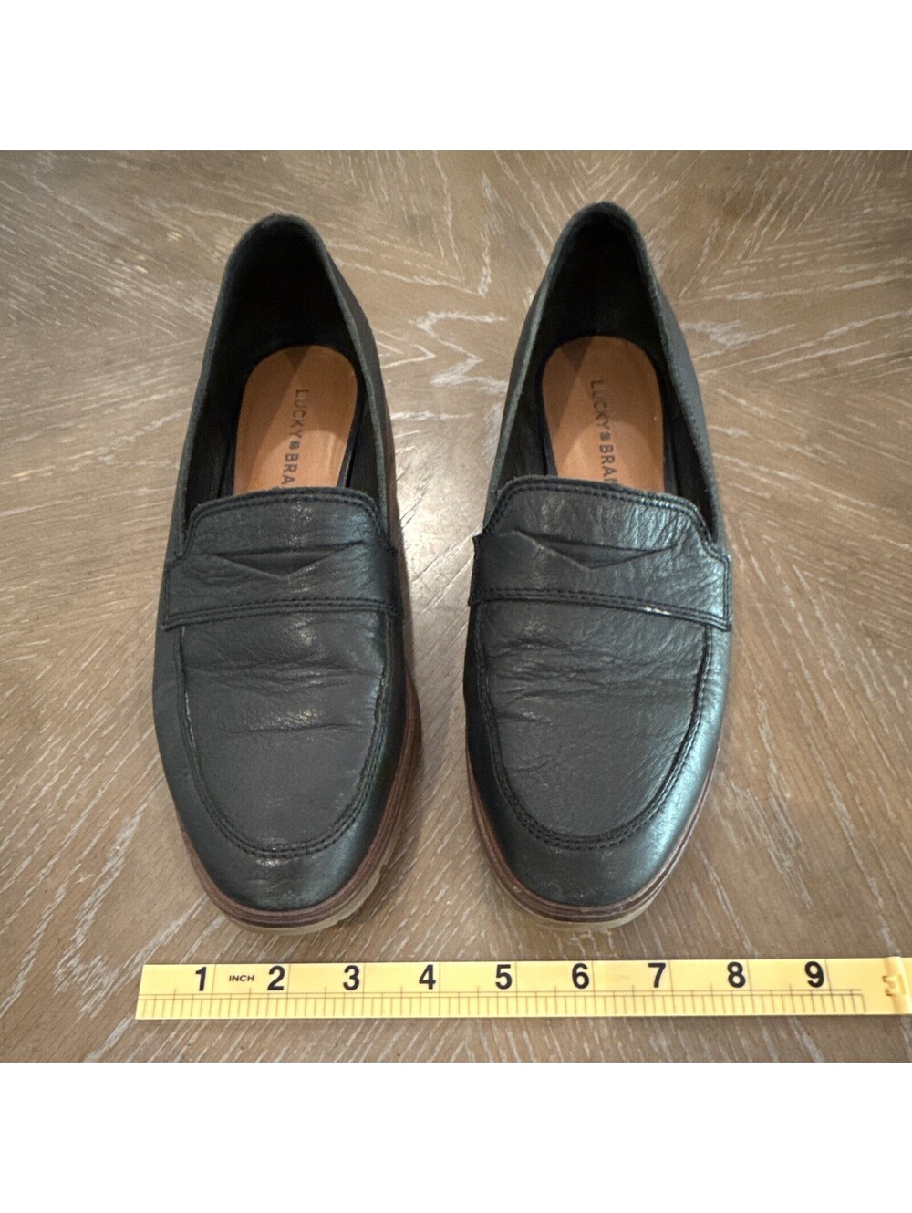 Lucky Brand Women's Loafers Size 8 Medium Black Leather Pointed Toe